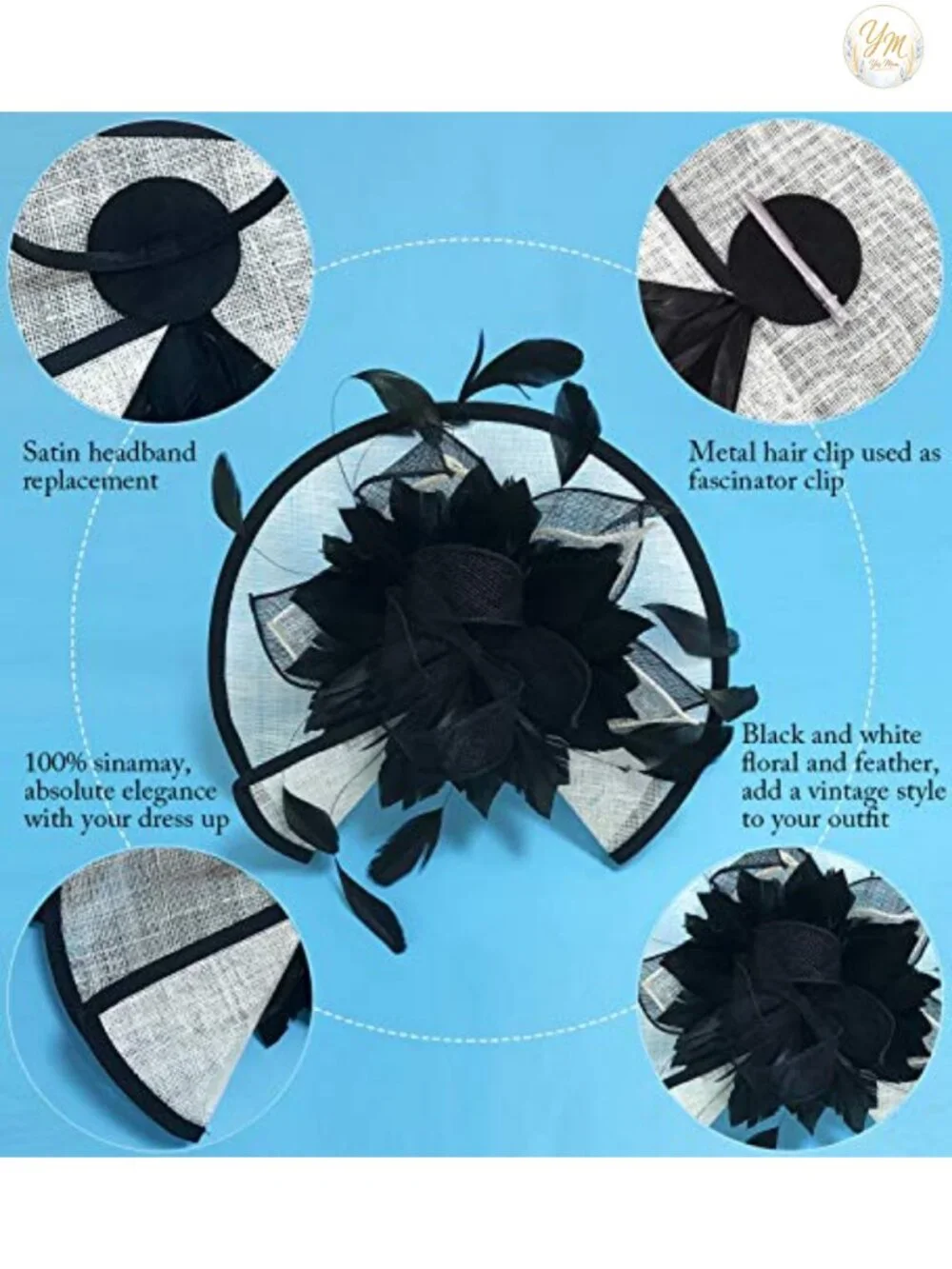 Sinamay Fascinator Hat Floral Feather Derby Ladies Wedding Tea Party Headband